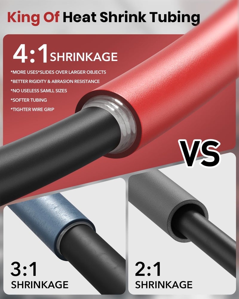 Eventronic 4:1 Heat Shrink Tubing Kit - 400 Pcs Adhesive Lined, Wire Shrink Wrap Tubing, Marine Grade Industrial Heat-Shrink Tubing, Black And Red - Image 4